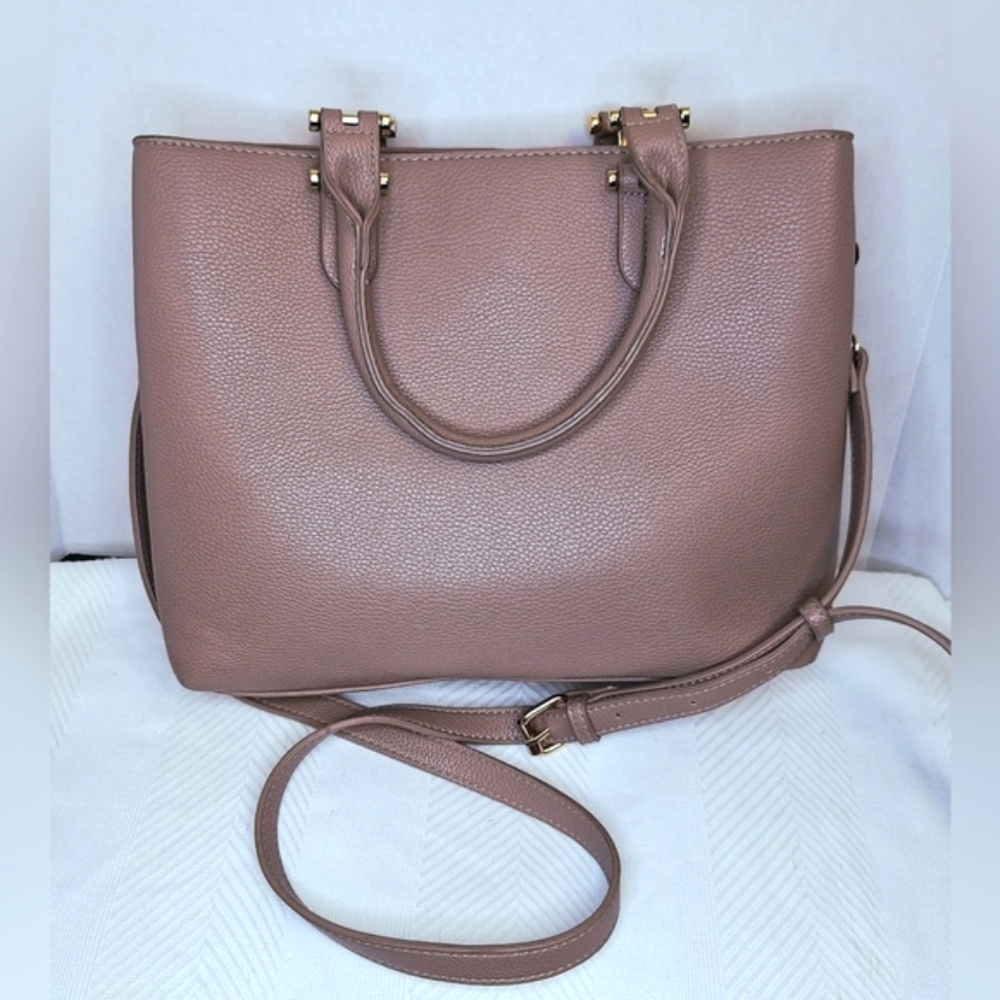 Miztique Vegan Leather Tote Bag Satchel Crossbody 3 Compartment Pink Blush Gold - Picture 2 of 16